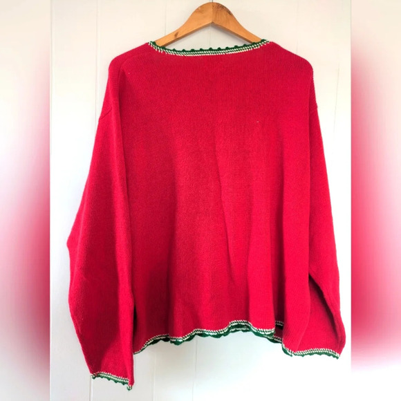 Nutcracker Christmas Cardigan Sweater in Red size 3X Knit Snowman Presents - Picture 6 of 9